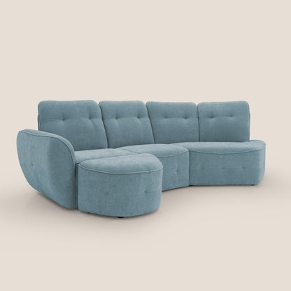 Cerbero divano angolare con pouf mobile in morbido bouclé impermeabile T07 carta da zucchero