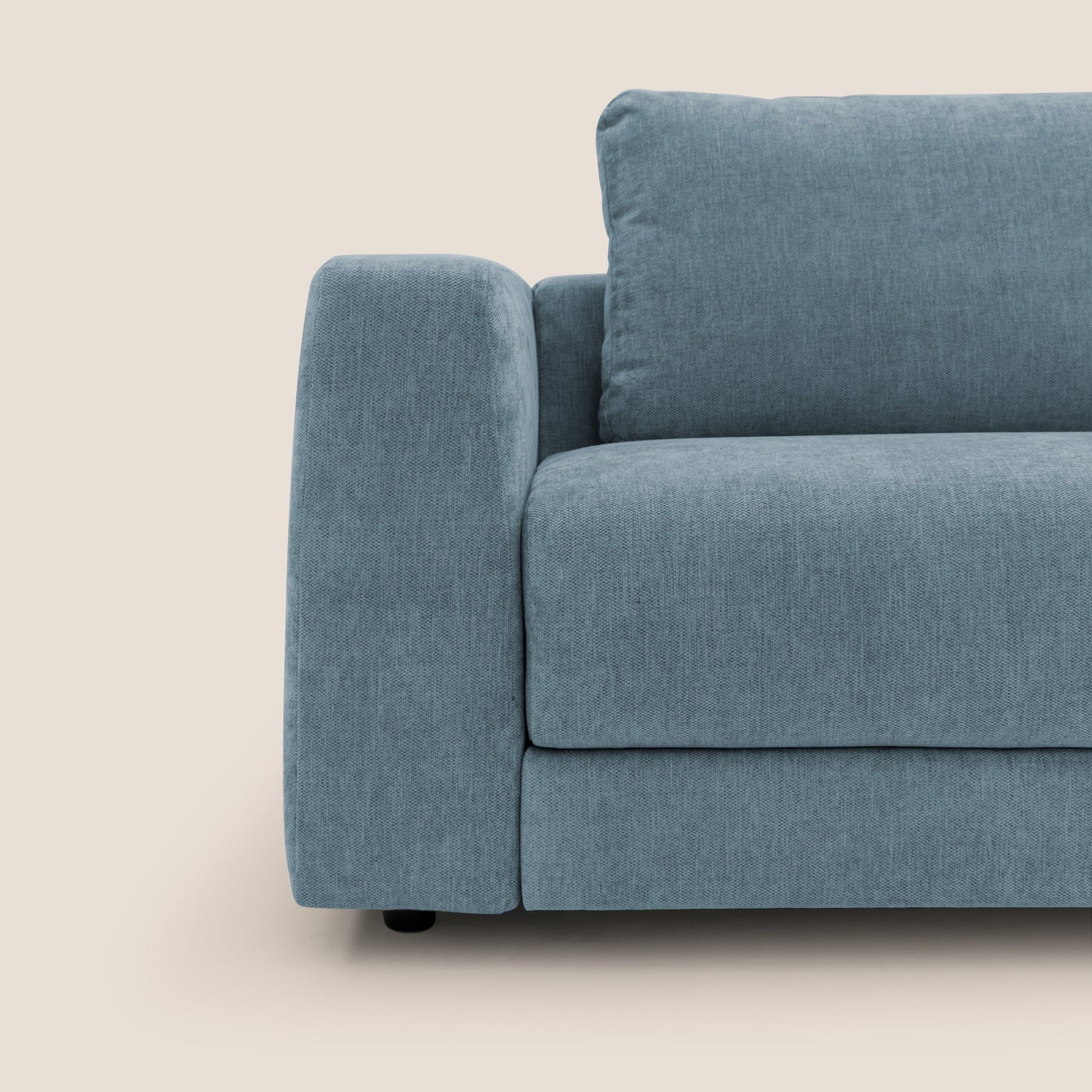 Freia Divano letto minimal materasso h15 cm con morbidi schienali in tessuto impermeabile T14 carta da zucchero