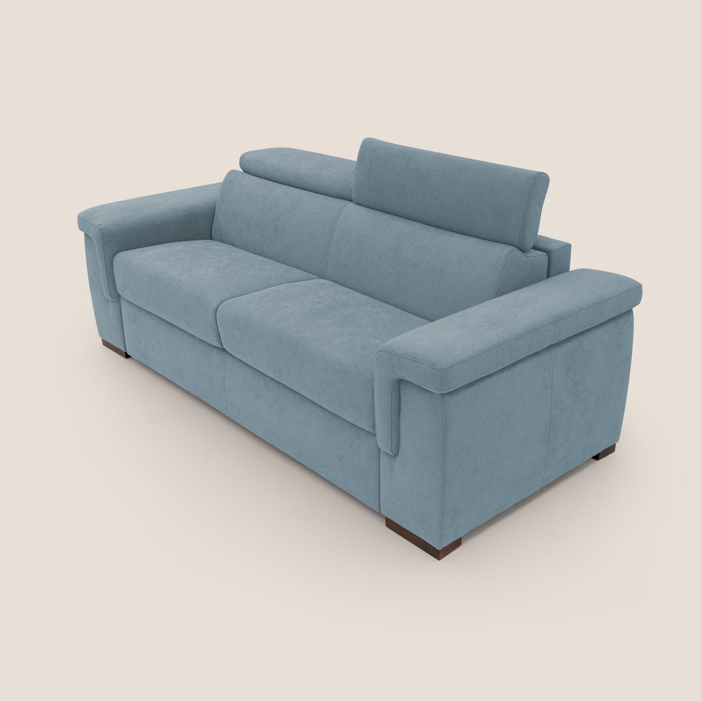 Giunone divano letto con materasso alto 18 cm e poggiatesta reclinabili in tessuto impermeabile T02 carta da zucchero 