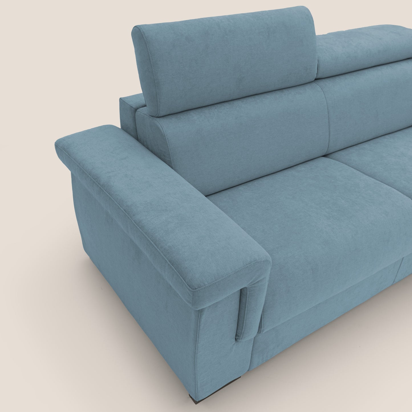 Bjorn divano letto sfoderabile con materasso H18 cm e poggiatesta reclinabili in tessuto impermeabile T02 carta da zucchero