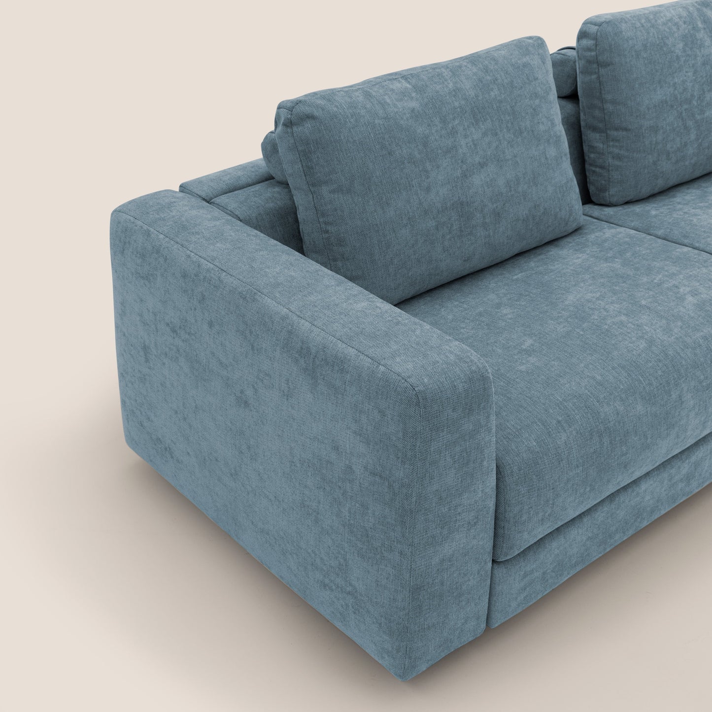 Freia Divano letto minimal materasso h15 cm con morbidi schienali in tessuto impermeabile T14 carta da zucchero