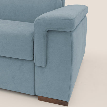 Giunone divano letto con materasso alto 18 cm e poggiatesta reclinabili in tessuto impermeabile T02 carta da zucchero 