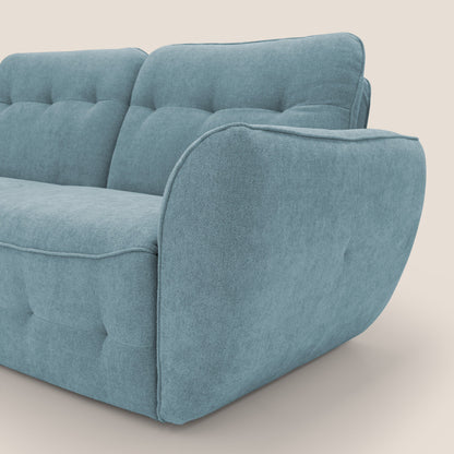 Cerbero divano angolare con pouf mobile in morbido bouclé impermeabile T07 carta da zucchero