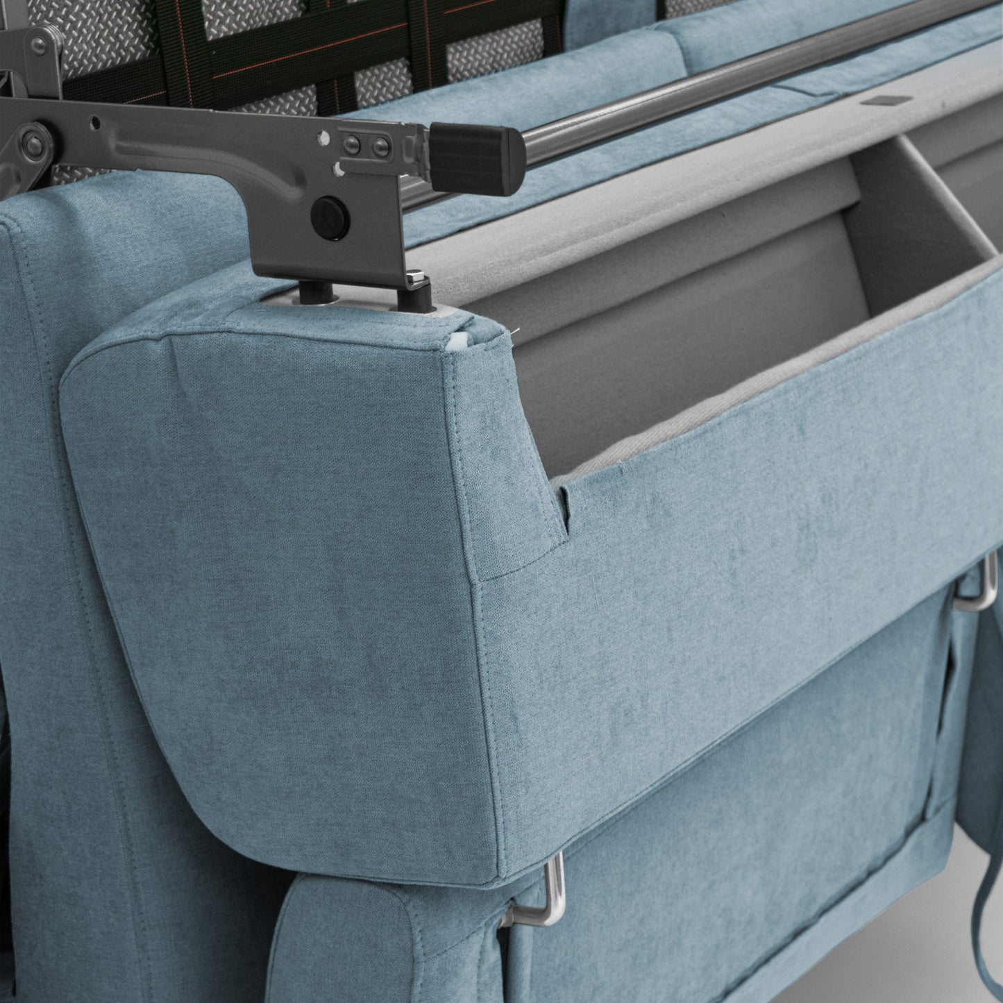 Bjorn divano letto sfoderabile con materasso H18 cm e poggiatesta reclinabili in tessuto impermeabile T02 carta da zucchero