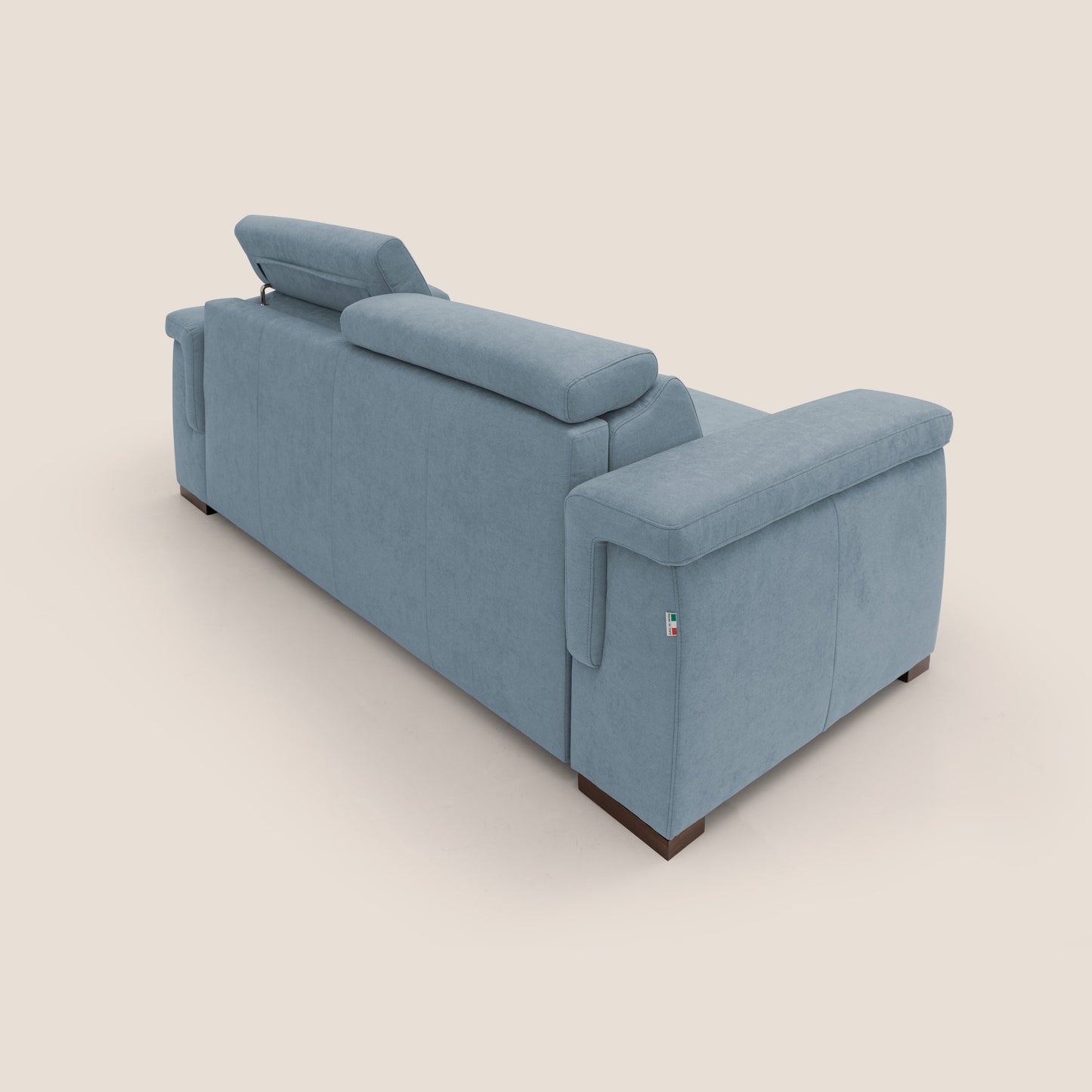 Giunone divano letto con materasso alto 18 cm e poggiatesta reclinabili in tessuto impermeabile T02 carta da zucchero 