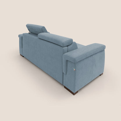 Giunone divano letto con materasso alto 18 cm e poggiatesta reclinabili in tessuto impermeabile T02 carta da zucchero 