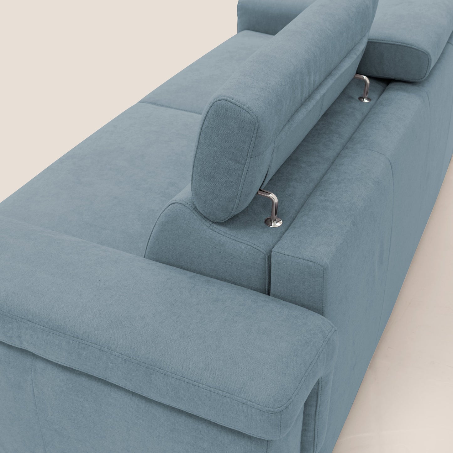 Giunone divano letto con materasso alto 18 cm e poggiatesta reclinabili in tessuto impermeabile T02 carta da zucchero 