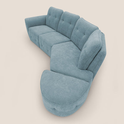 Cerbero divano angolare con pouf mobile in morbido bouclé impermeabile T07 carta da zucchero