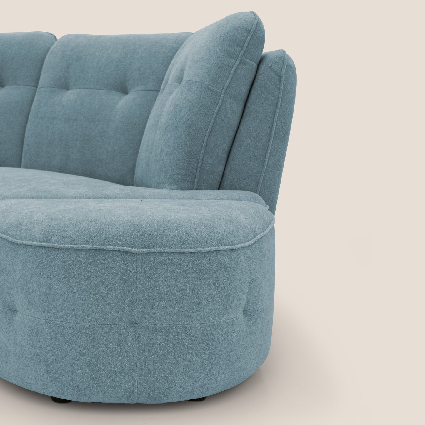 Cerbero divano angolare con pouf mobile in morbido bouclé impermeabile T07 carta da zucchero