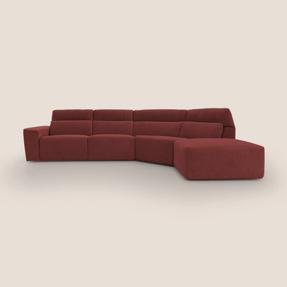 Clark Divano angolare con opzione relax elettrico in tessuto smaltabile impermeabile T17 rosso