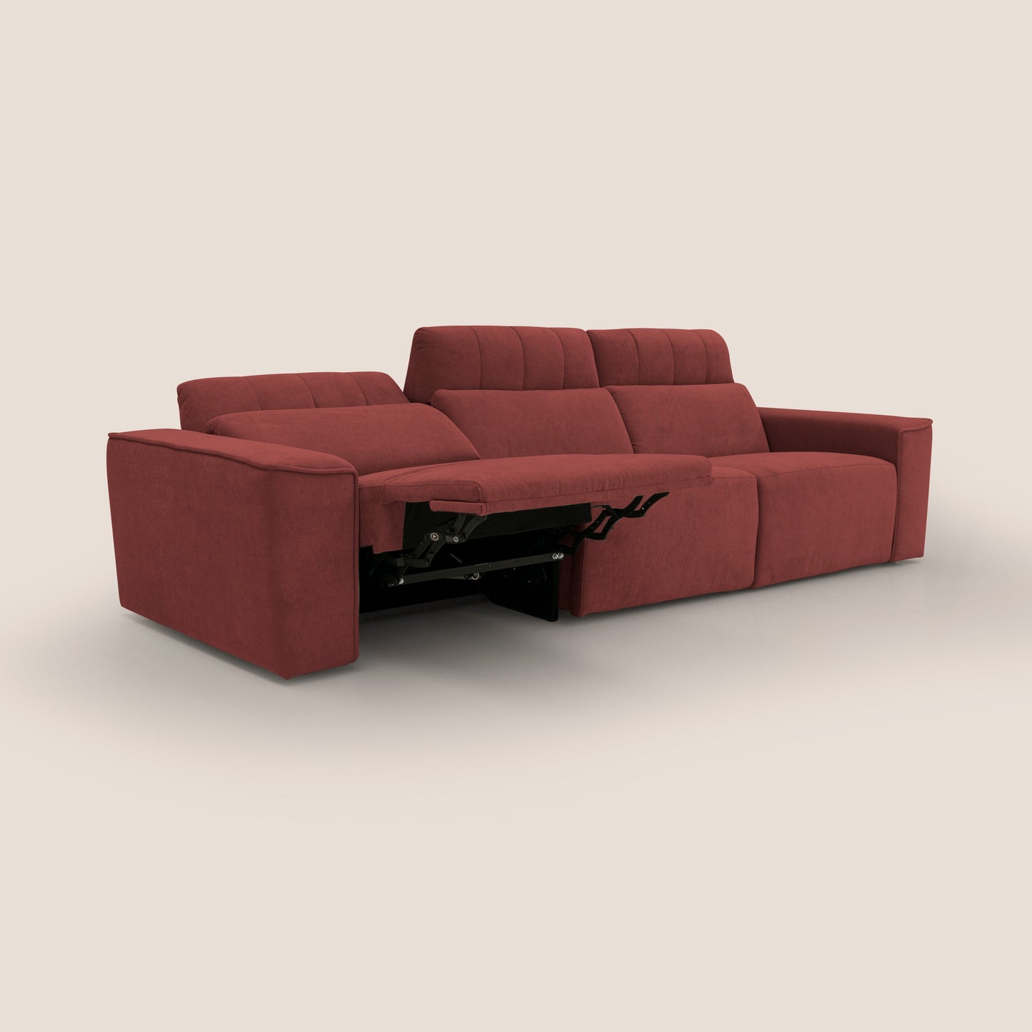 Clark Divano modulare 3 sedute con opzione relax elettrico in tessuto smacchiabile impermeabile T17 rosso