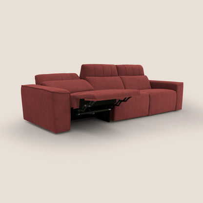 Clark Divano modulare 3 sedute con opzione relax elettrico in tessuto smacchiabile impermeabile T17 rosso