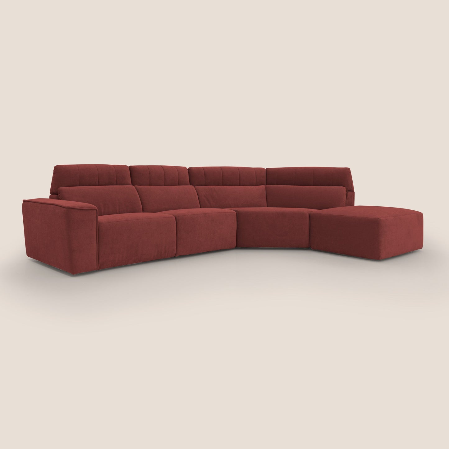 Clark Divano angolare con opzione relax elettrico in tessuto smaltabile impermeabile T17 rosso