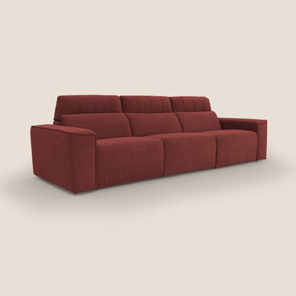 Clark Divano modulare 3 sedute con opzione relax elettrico in tessuto smacchiabile impermeabile T17 rosso