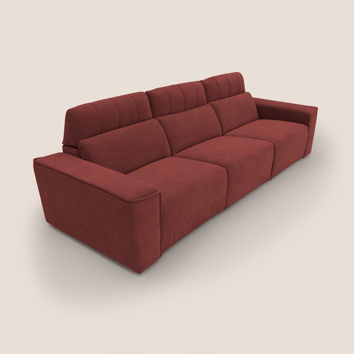 Clark Divano modulare 3 sedute con opzione relax elettrico in tessuto smacchiabile impermeabile T17 rosso