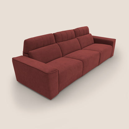 Clark Divano modulare 3 sedute con opzione relax elettrico in tessuto smacchiabile impermeabile T17 rosso