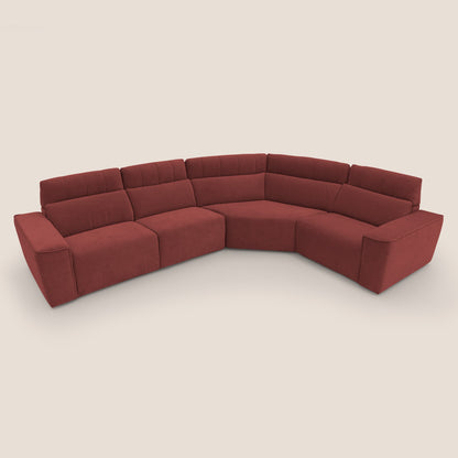 Clark Divano modulare angolare REVERSIBILE con opzione relax elettrico in tessuto smacchiabile impermeabile T17 rosso