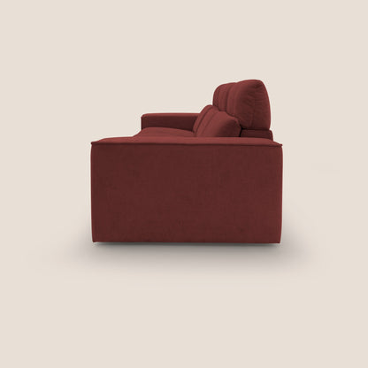 Clark Divano modulare 3 sedute con opzione relax elettrico in tessuto smacchiabile impermeabile T17 rosso