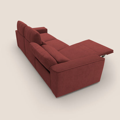 Clark Divano modulare 3 sedute con opzione relax elettrico in tessuto smacchiabile impermeabile T17 rosso