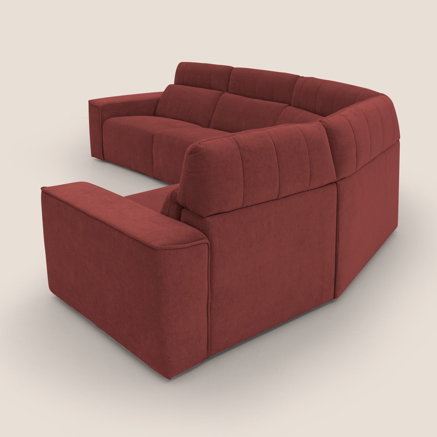 Clark Divano modulare angolare REVERSIBILE con opzione relax elettrico in tessuto smacchiabile impermeabile T17 rosso