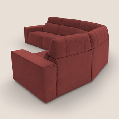 Clark Divano modulare angolare REVERSIBILE con opzione relax elettrico in tessuto smacchiabile impermeabile T17 rosso