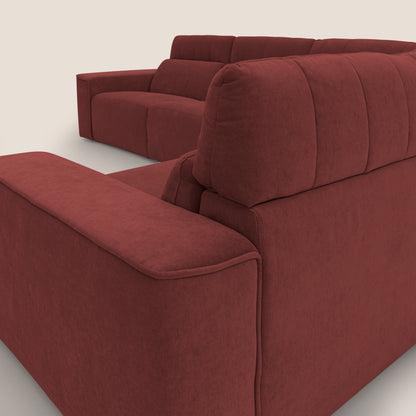 Clark Divano modulare angolare REVERSIBILE con opzione relax elettrico in tessuto smacchiabile impermeabile T17 rosso