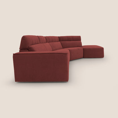 Clark Divano angolare con opzione relax elettrico in tessuto smaltabile impermeabile T17 rosso