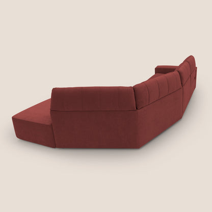 Clark Divano angolare con opzione relax elettrico in tessuto smaltabile impermeabile T17 rosso