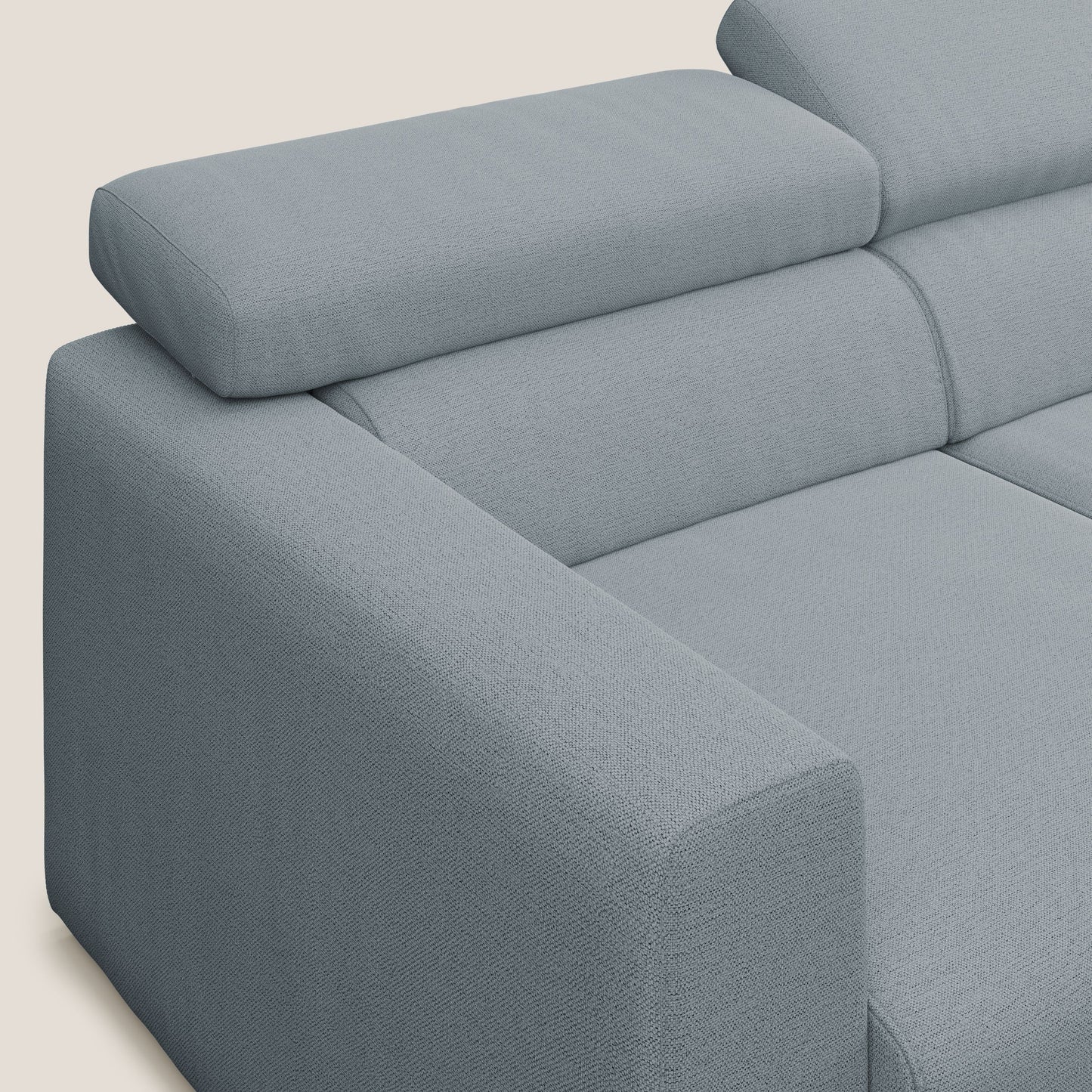 Dylan divano a 3 sedute con pouf estraibile poggiapiedi in tessuto fiammato simil cotone impermeabile T19 carta da zucchero