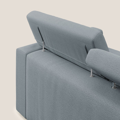 Dylan divano a 3 sedute con pouf estraibile poggiapiedi in tessuto fiammato simil cotone impermeabile T19 carta da zucchero