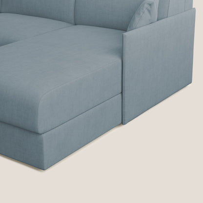 Evans Divano letto angolare con penisola in morbido tessuto impermeabile T02 carta da zucchero