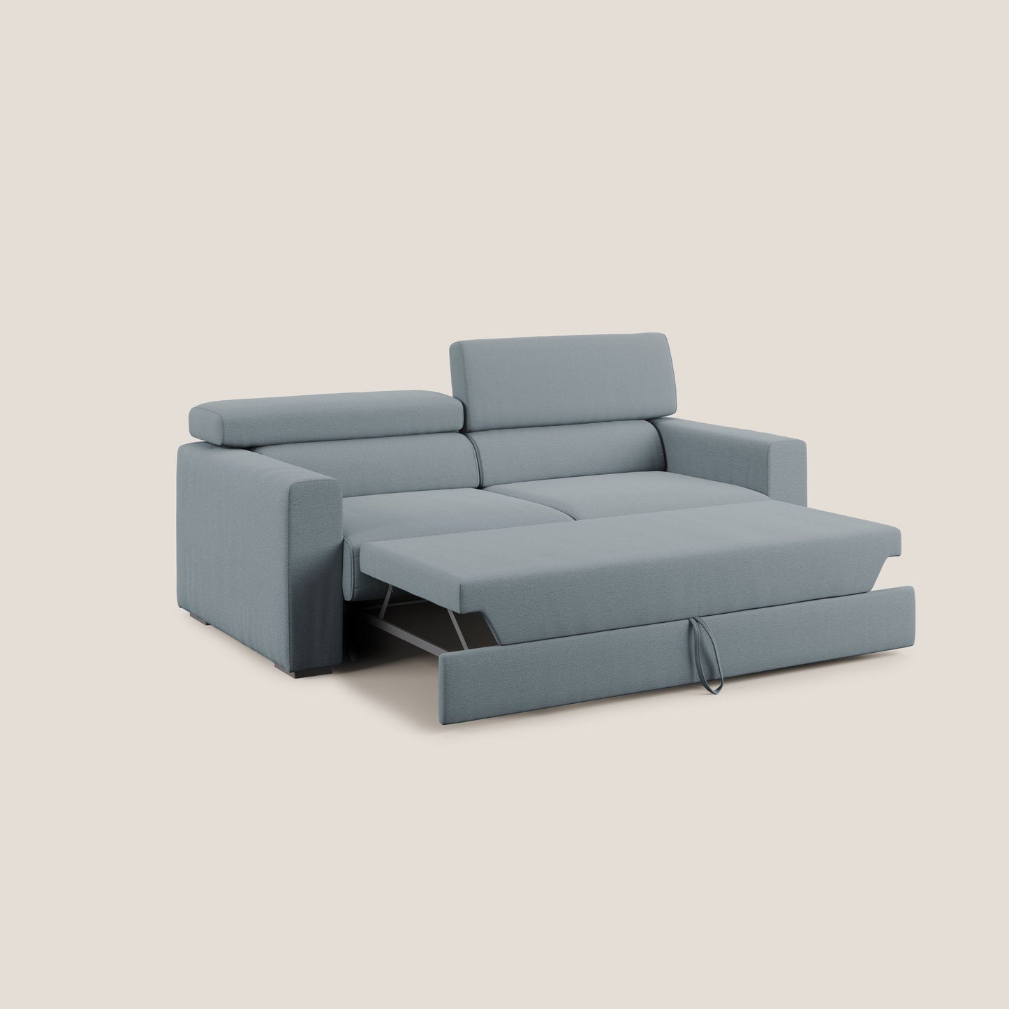 Dylan divano allungabile con pouf estraibile poggiapiedi in tessuto fiammato simil cotone impermeabile T19 carta da zucchero