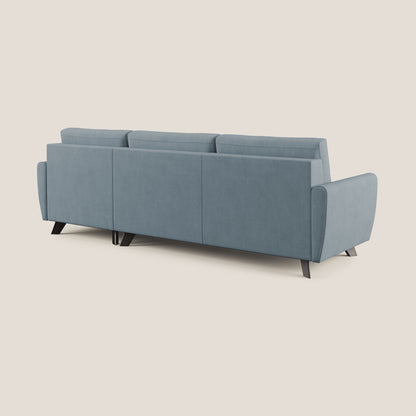 Callisto Divano letto angolare con penisola in tessuto morbido impermeabile T02 carta da zucchero