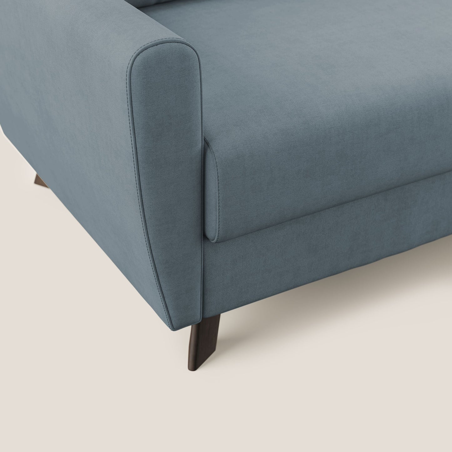 Callisto Divano letto angolare con penisola in tessuto morbido impermeabile T02 carta da zucchero