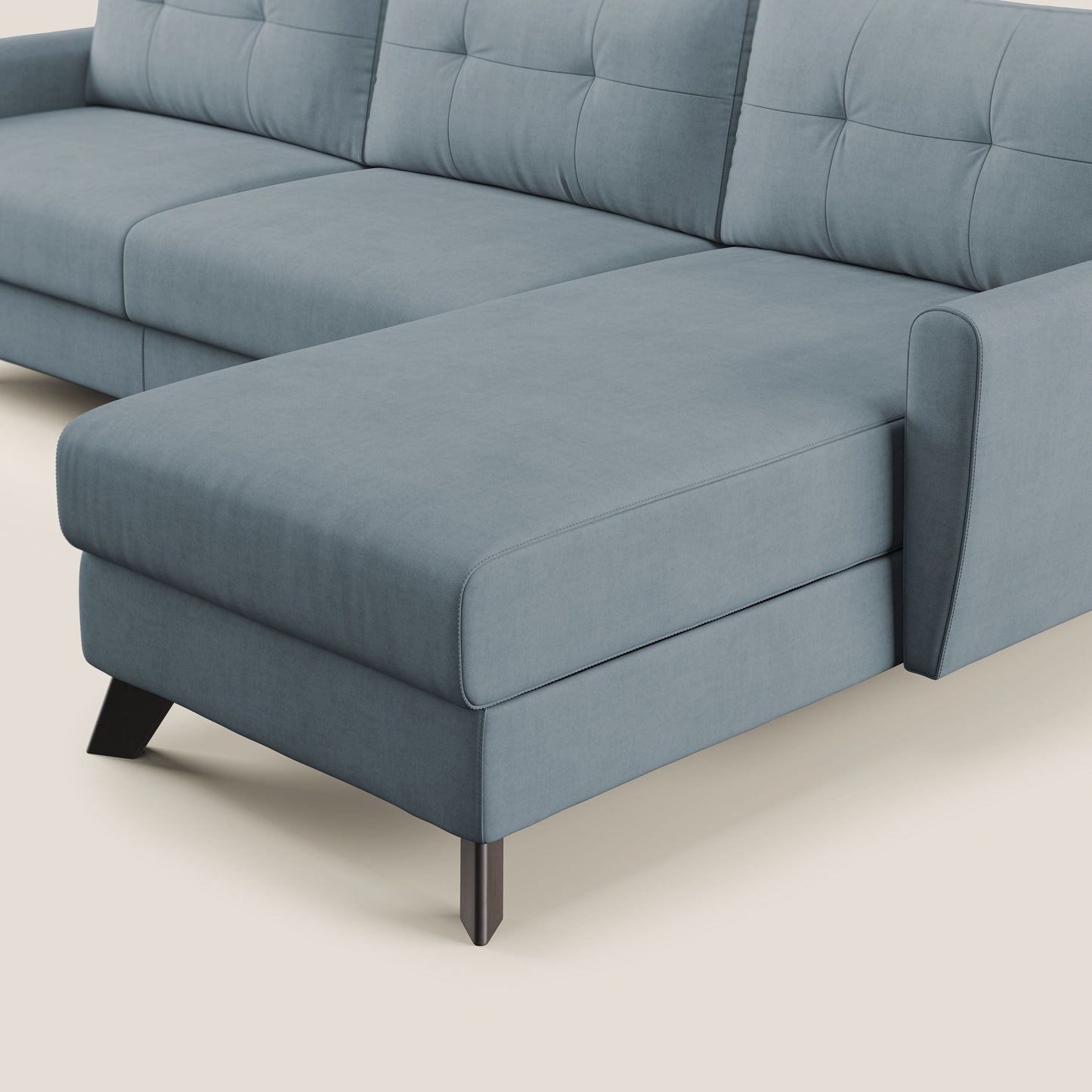 Callisto Divano letto angolare con penisola in tessuto morbido impermeabile T02 carta da zucchero