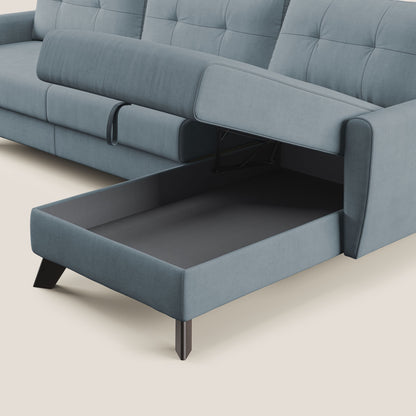 Callisto Divano letto angolare con penisola in tessuto morbido impermeabile T02 carta da zucchero