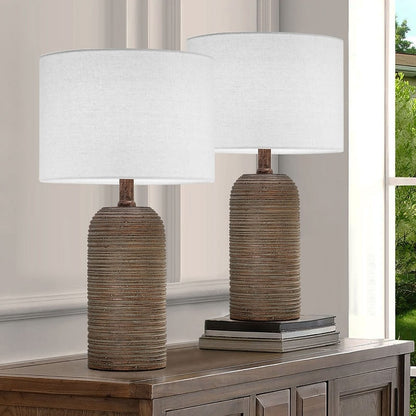 KAWOTI Farmhouse Table Lamp Set with LED Bulbs (Set of 2) - W10.5 x H18.5 inch