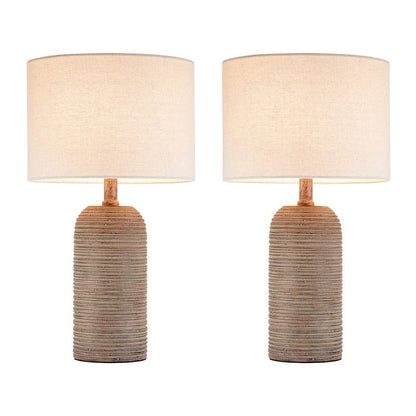 KAWOTI Farmhouse Table Lamp Set with LED Bulbs (Set of 2) - W10.5 x H18.5 inch