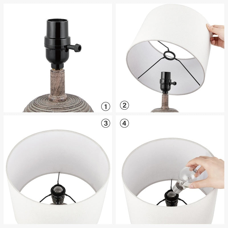 KAWOTI Farmhouse Table Lamp Set with LED Bulbs (Set of 2) - W10.5 x H18.5 inch