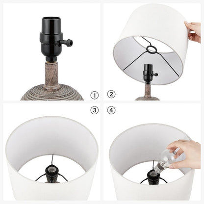 KAWOTI Farmhouse Table Lamp Set with LED Bulbs (Set of 2) - W10.5 x H18.5 inch