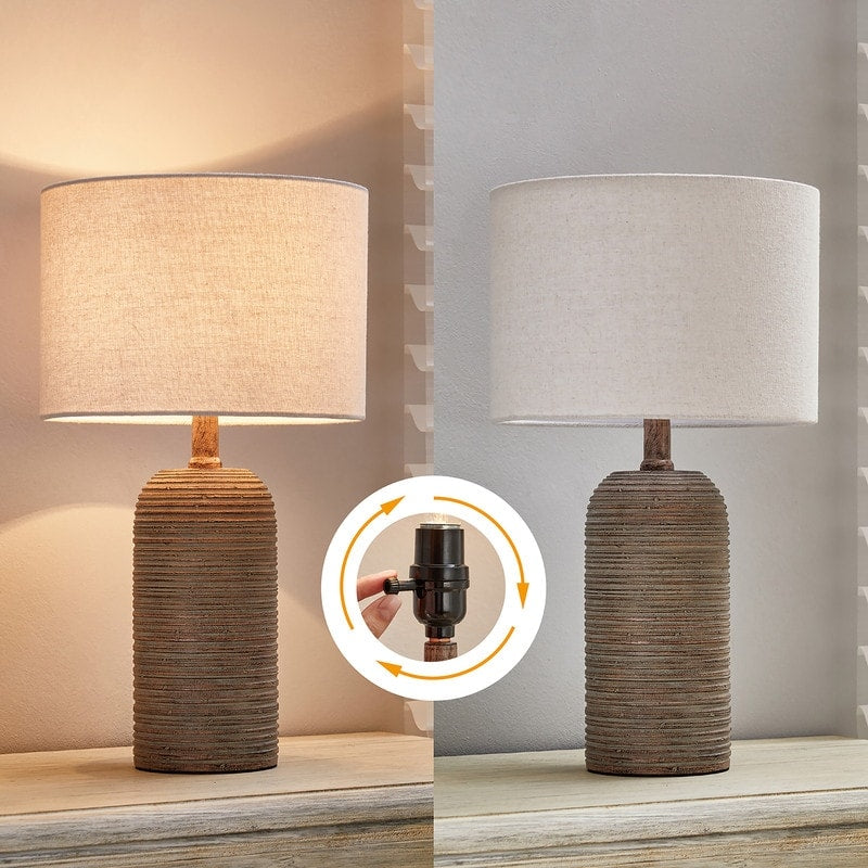 KAWOTI Farmhouse Table Lamp Set with LED Bulbs (Set of 2) - W10.5 x H18.5 inch