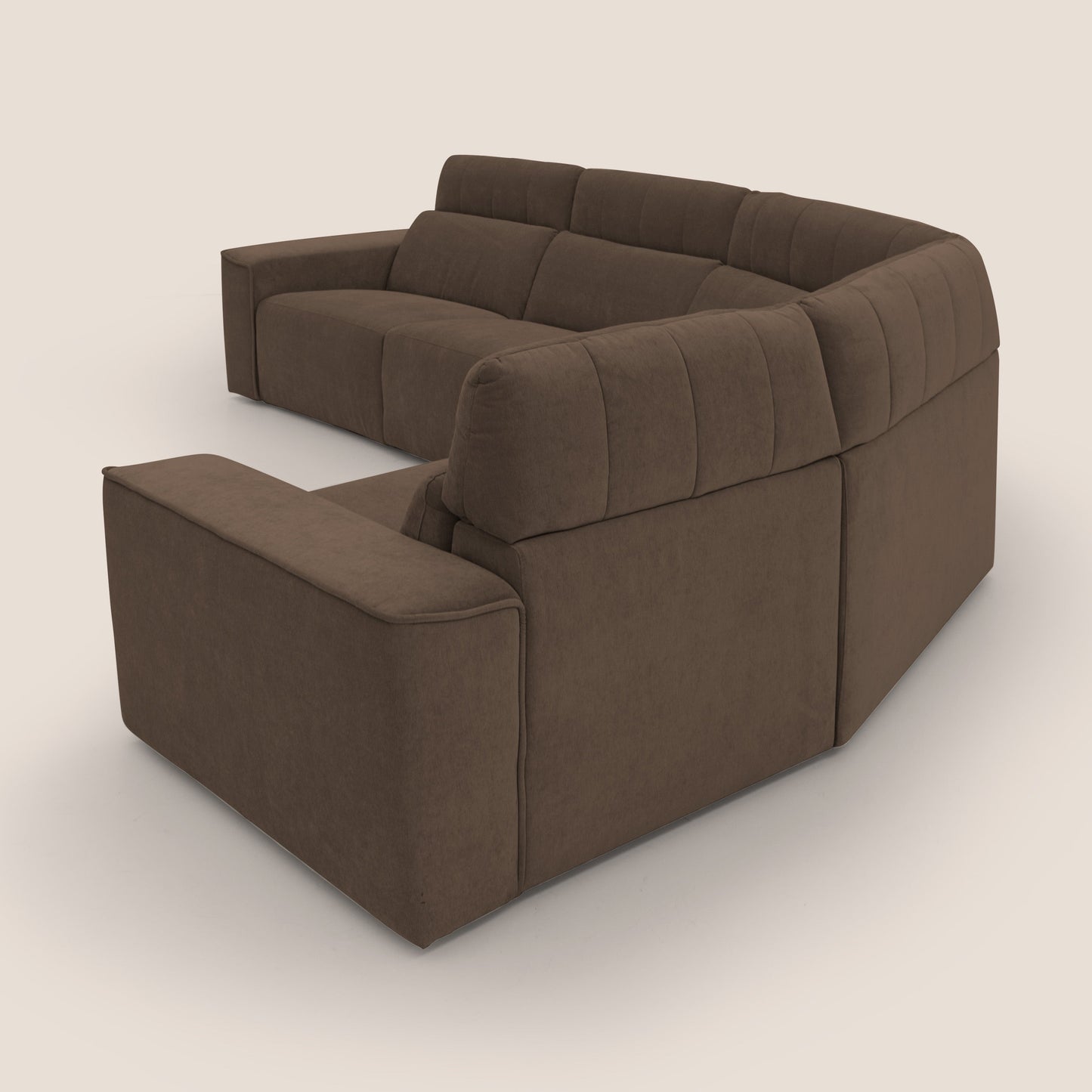 Clark Divano modulare angolare REVERSIBILE con opzione relax elettrico in tessuto smacchiabile impermeabile T17 marrone