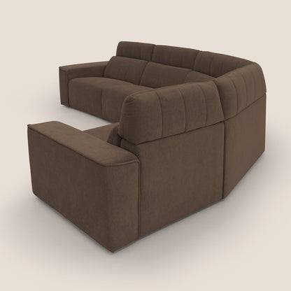 Clark Divano modulare angolare REVERSIBILE con opzione relax elettrico in tessuto smacchiabile impermeabile T17 marrone
