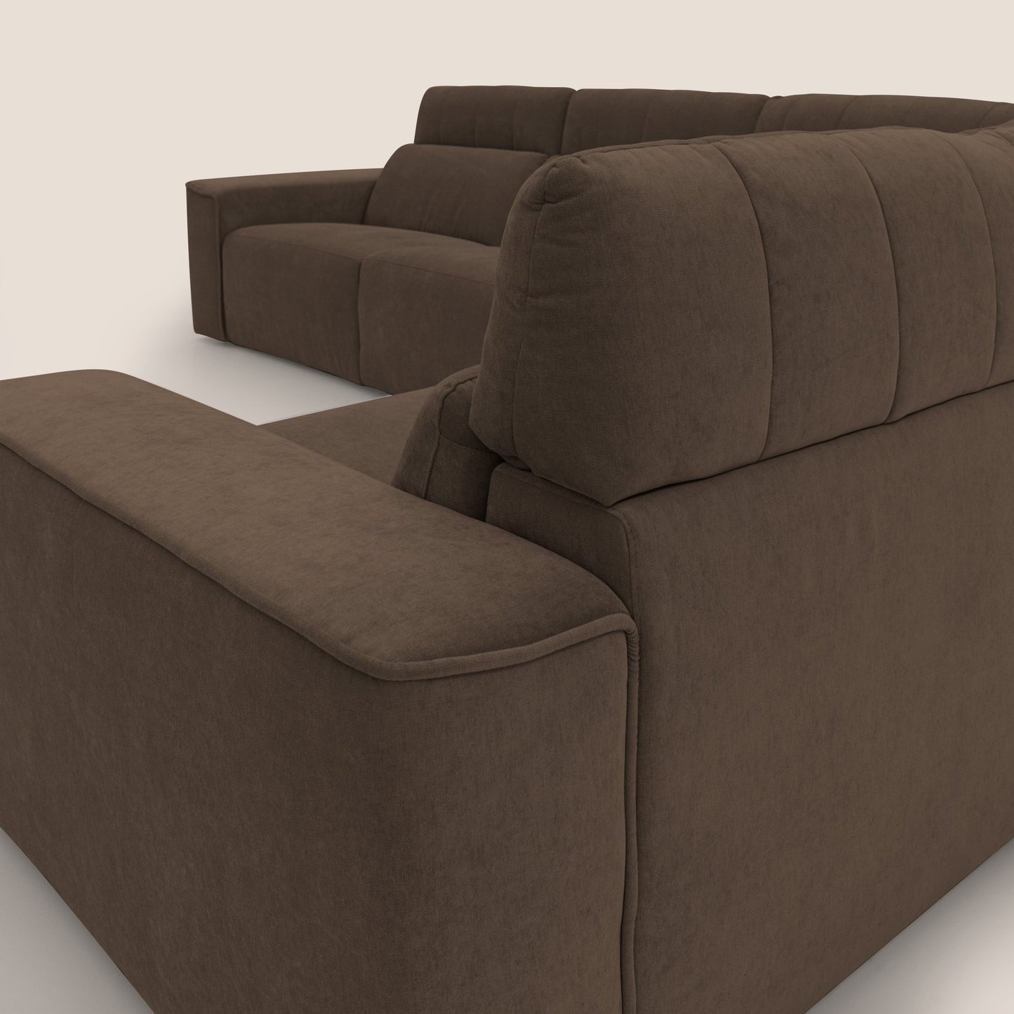 Clark Divano modulare angolare REVERSIBILE con opzione relax elettrico in tessuto smacchiabile impermeabile T17 marrone