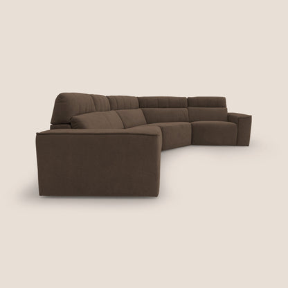 Clark Divano modulare angolare REVERSIBILE con opzione relax elettrico in tessuto smacchiabile impermeabile T17 marrone