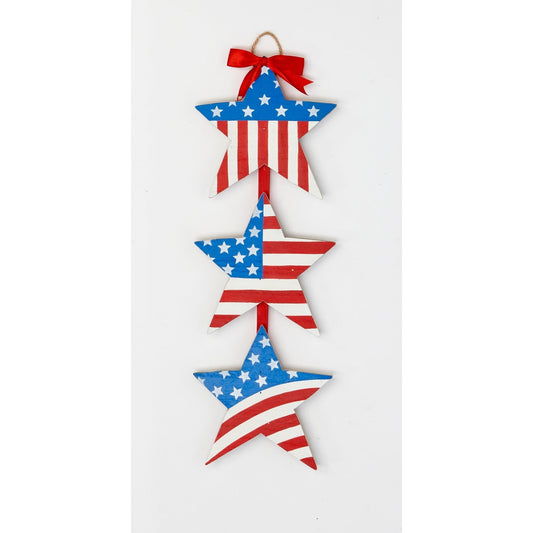 19 Wood Americana Hanging Stars - 19