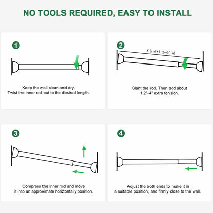 1-inch Adjustable Tension-mounted Shower or Window Curtain Rod