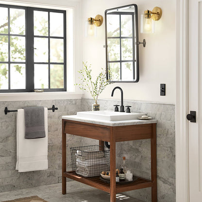 Gold Wall Sconce Set of 2, Bathroom Vanity Light Fixture with Cylinder Lamp Shade, Chrome/ Brushed Nickel/ Oil-Rubbed Bronze