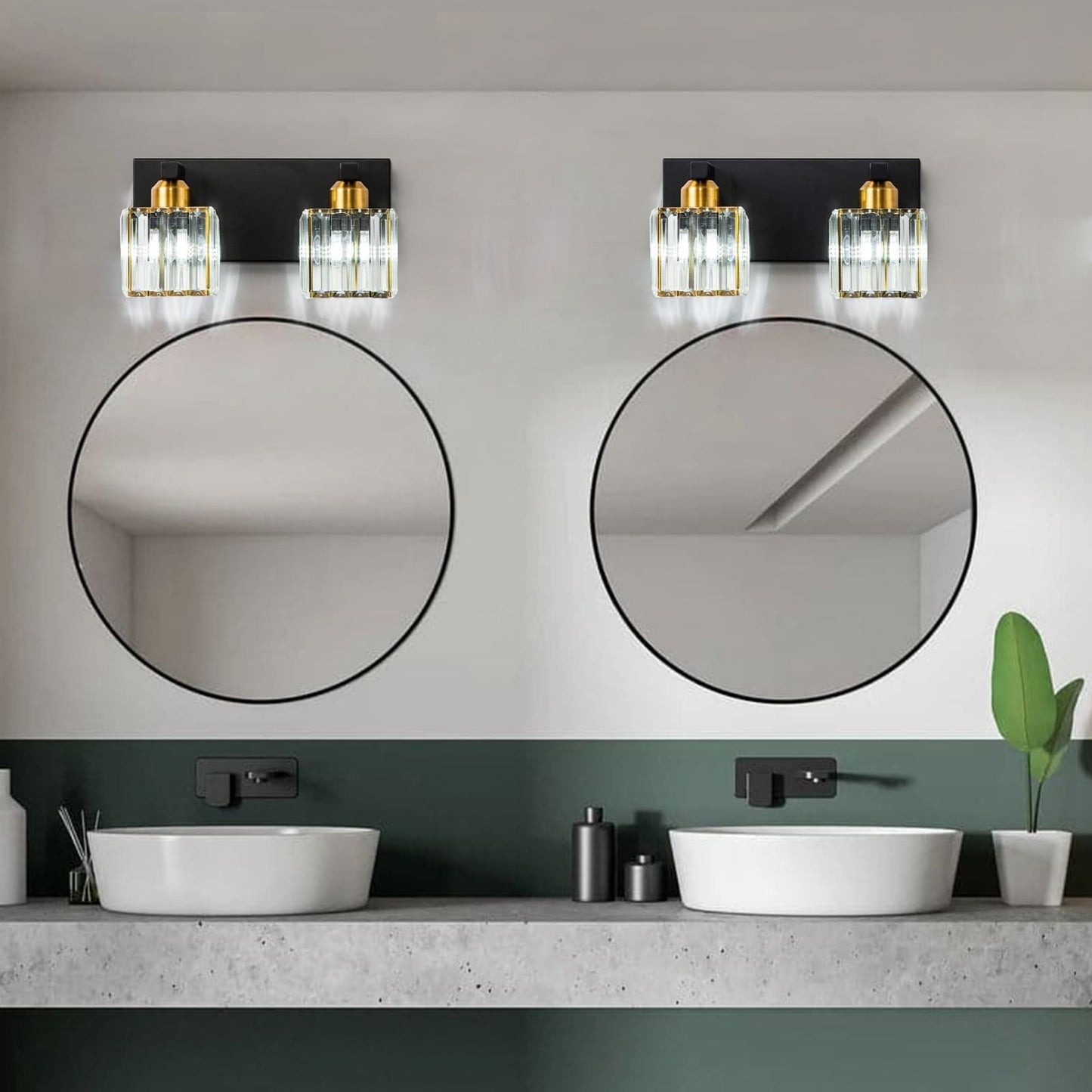 2/3/4/5 Light Bathroom Vanity Light Wall Sconce with Crystal Shade