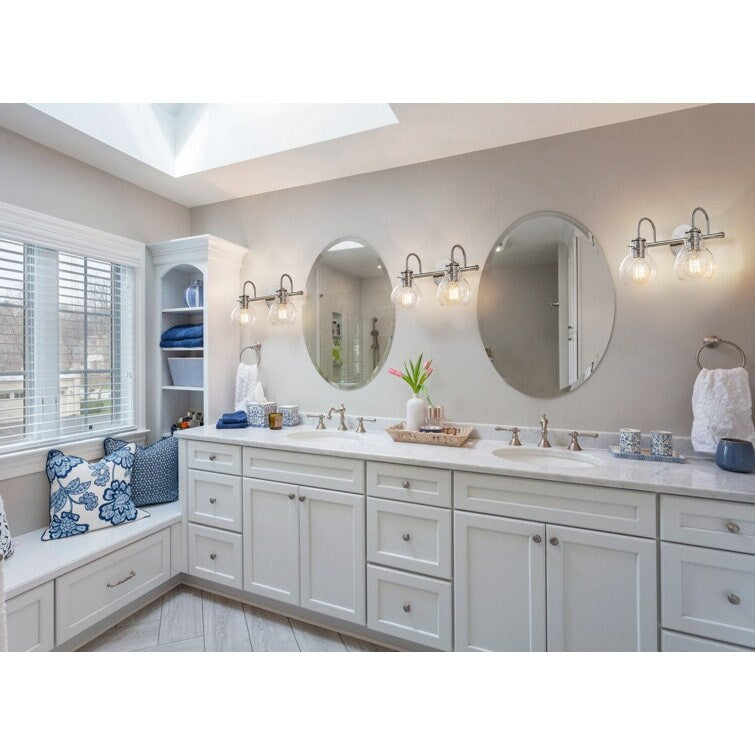 2/3 Light Bathroom Vanity Light Wall Sconce with Glass Shade